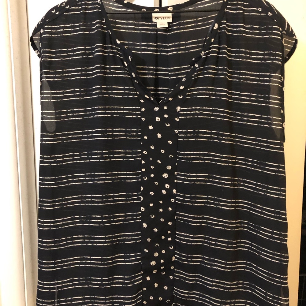 Navy polka dot and stripe tank